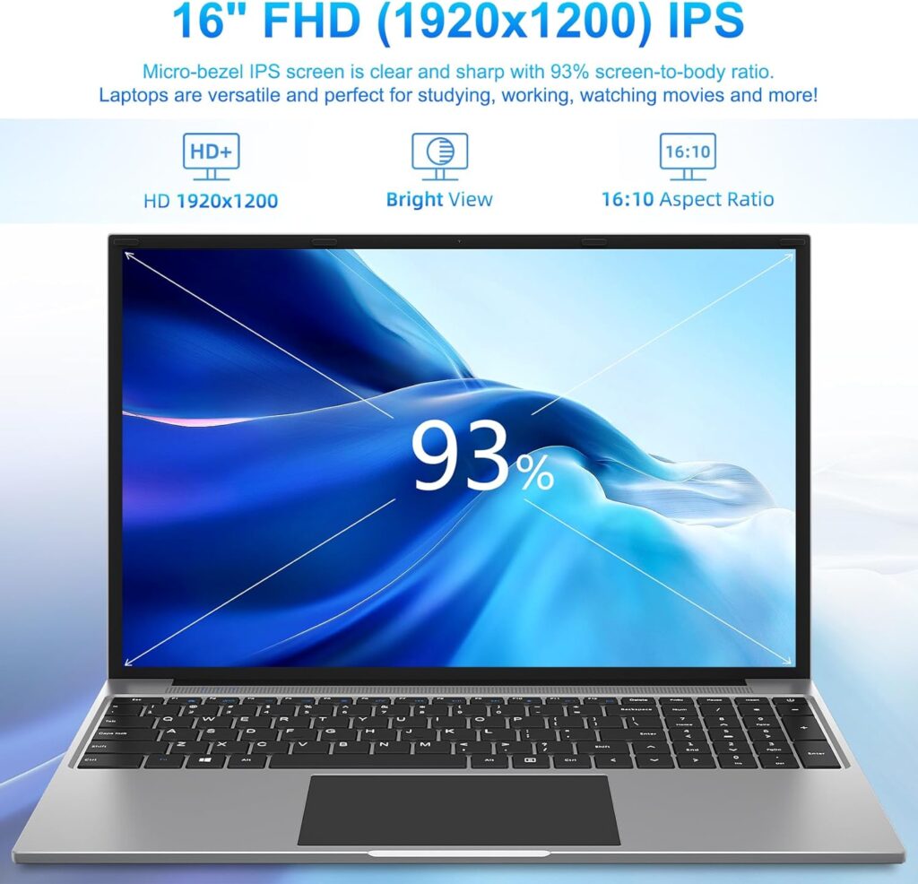 jumper 16 Inch Laptop, 16GB DDR5 RAM, 512GB SSD Intel Quad Core N100,